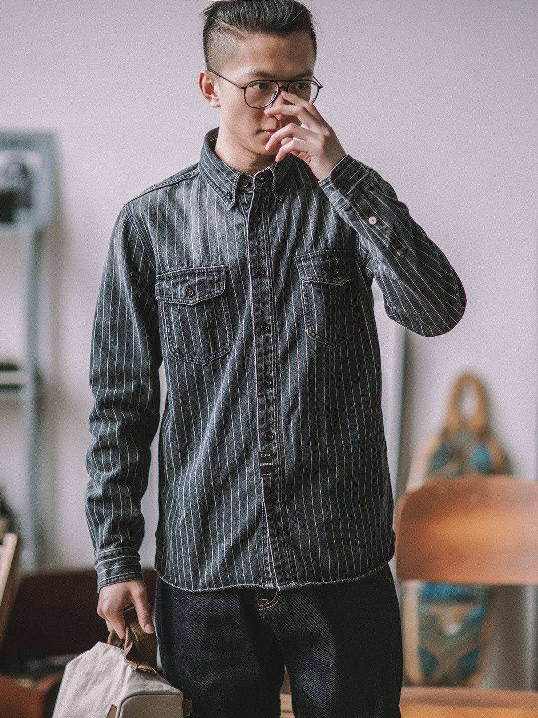 Striped Retro Denim Shirt