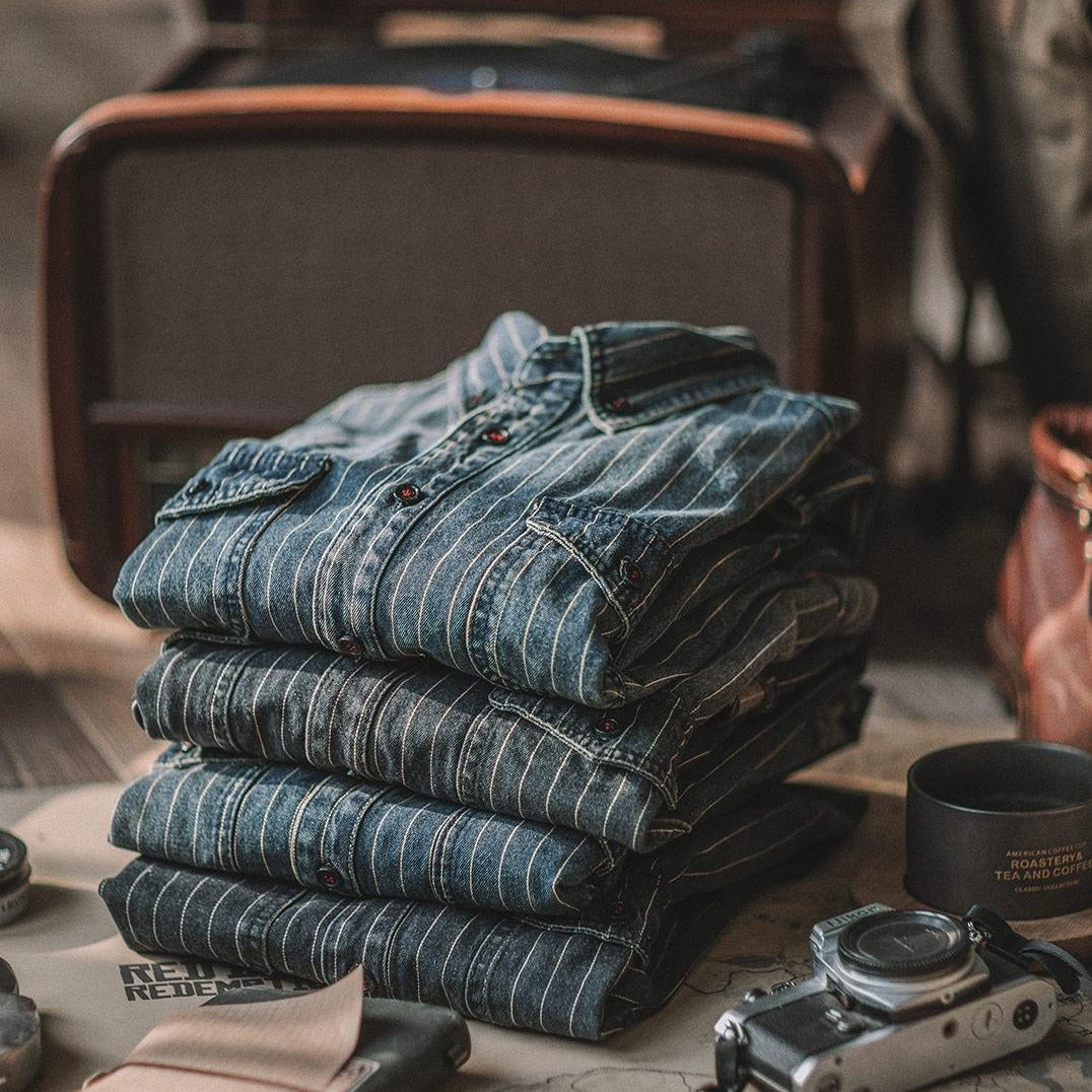 Striped Retro Denim Shirt