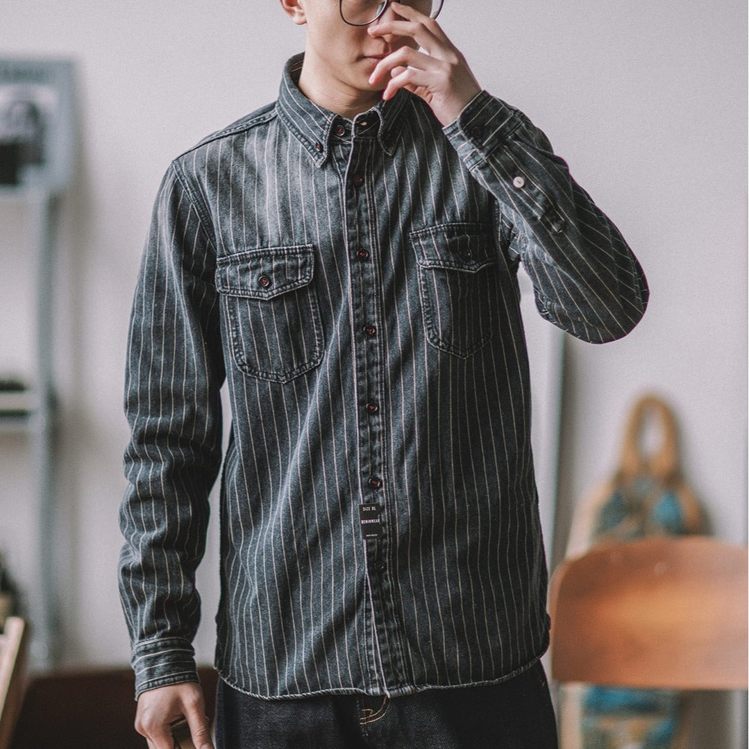 Striped Retro Denim Shirt