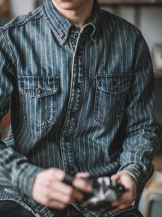 Striped Retro Denim Shirt