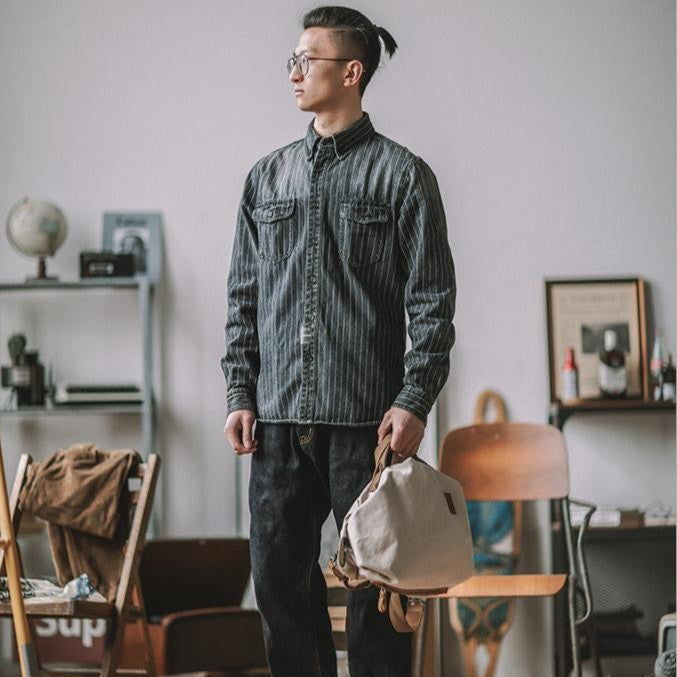 Striped Retro Denim Shirt