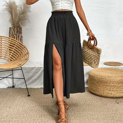 Slit Bohemian Midi Skirt