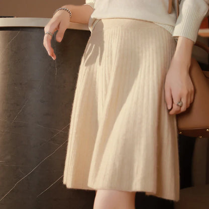Knitted Brushed Wool Skirt