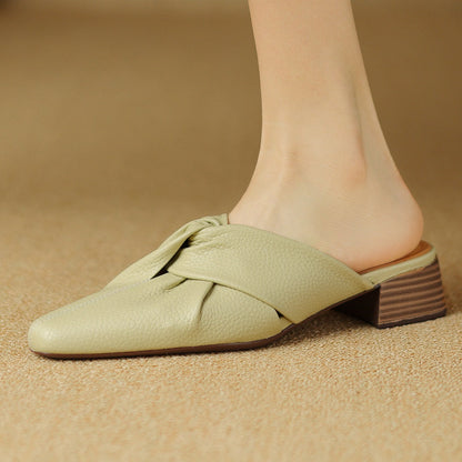 Bow-Knot Leather Mules