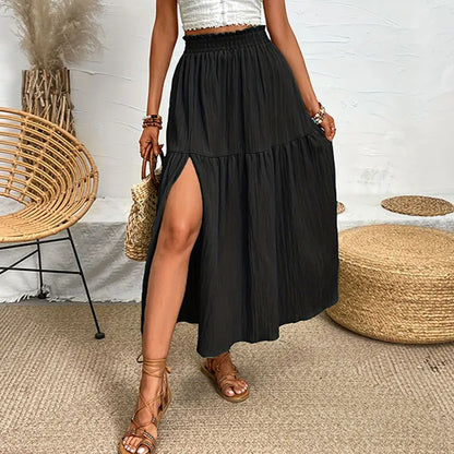 Slit Bohemian Midi Skirt