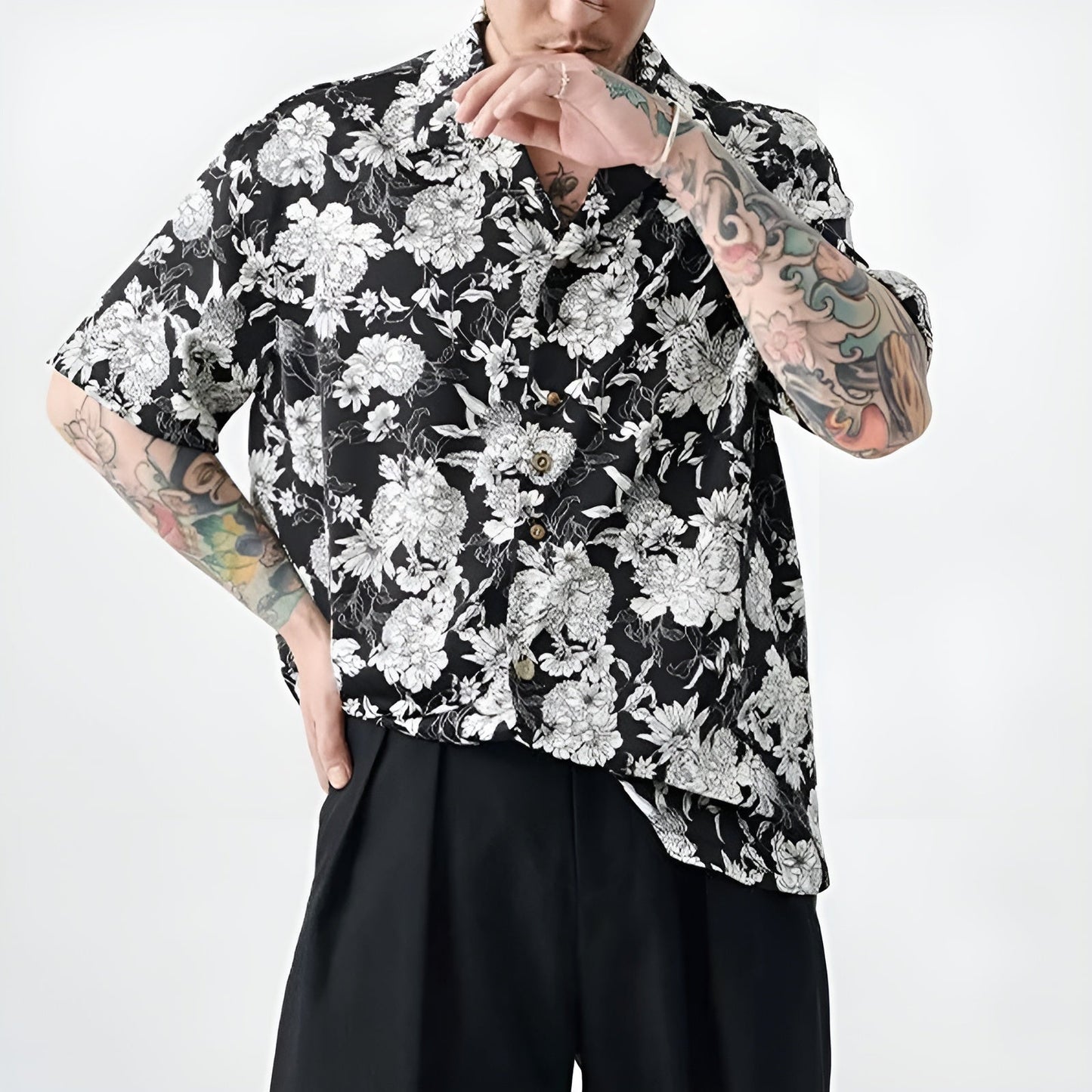 Monochrome Floral Shirt