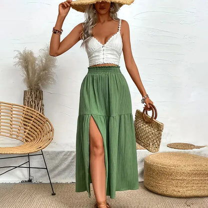 Slit Bohemian Midi Skirt