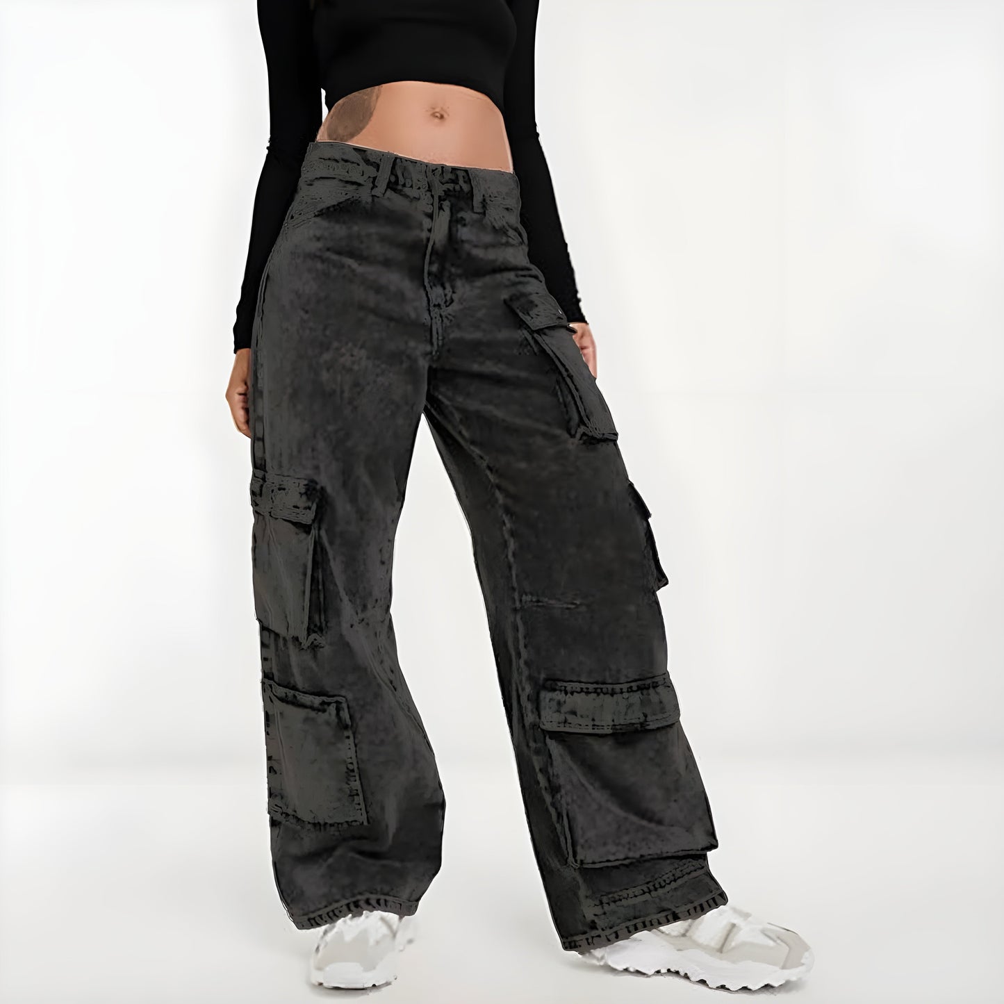 Acid Wash Cargo Denim