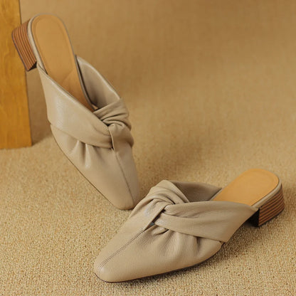 Bow-Knot Leather Mules