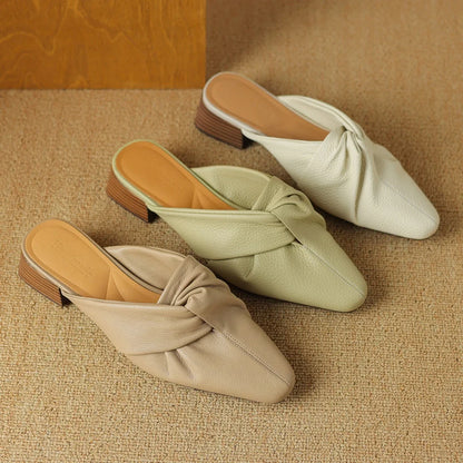 Bow-Knot Leather Mules