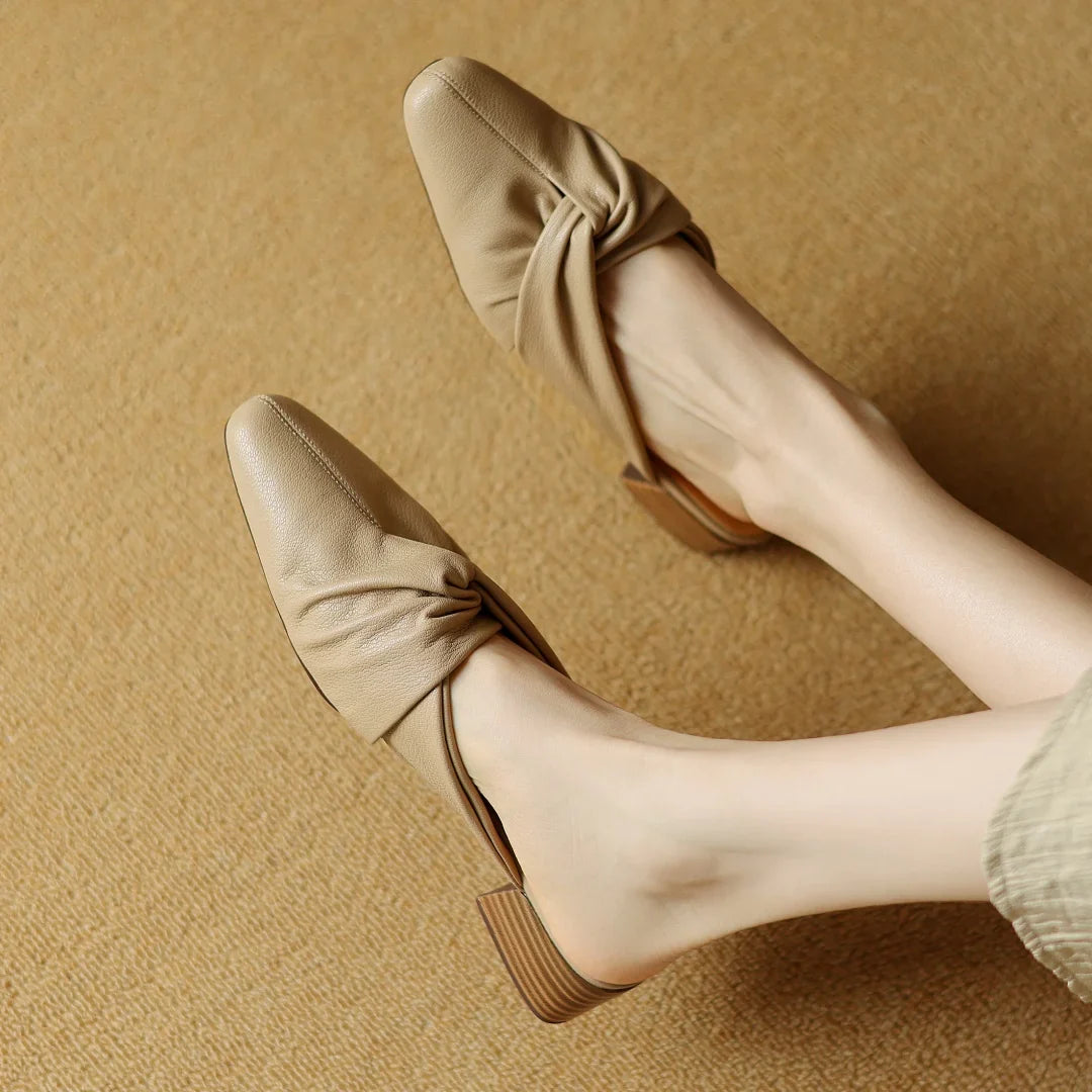 Bow-Knot Leather Mules