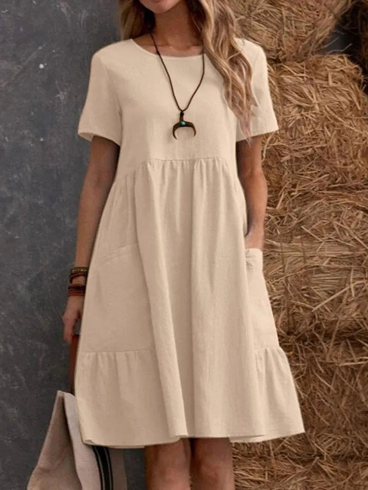 RetroRiser – Vintage Midi Dress with Pockets