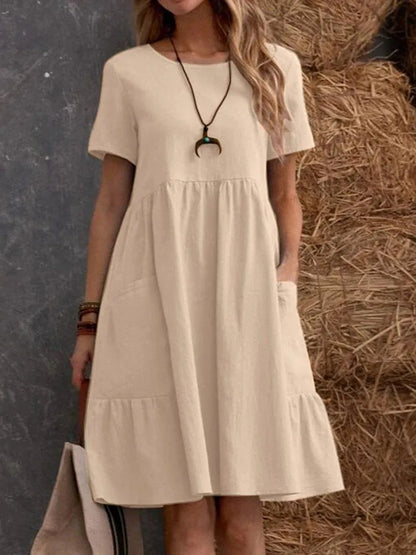 RetroRiser – Vintage Midi Dress with Pockets