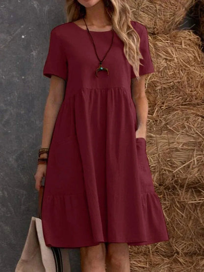 RetroRiser – Vintage Midi Dress with Pockets