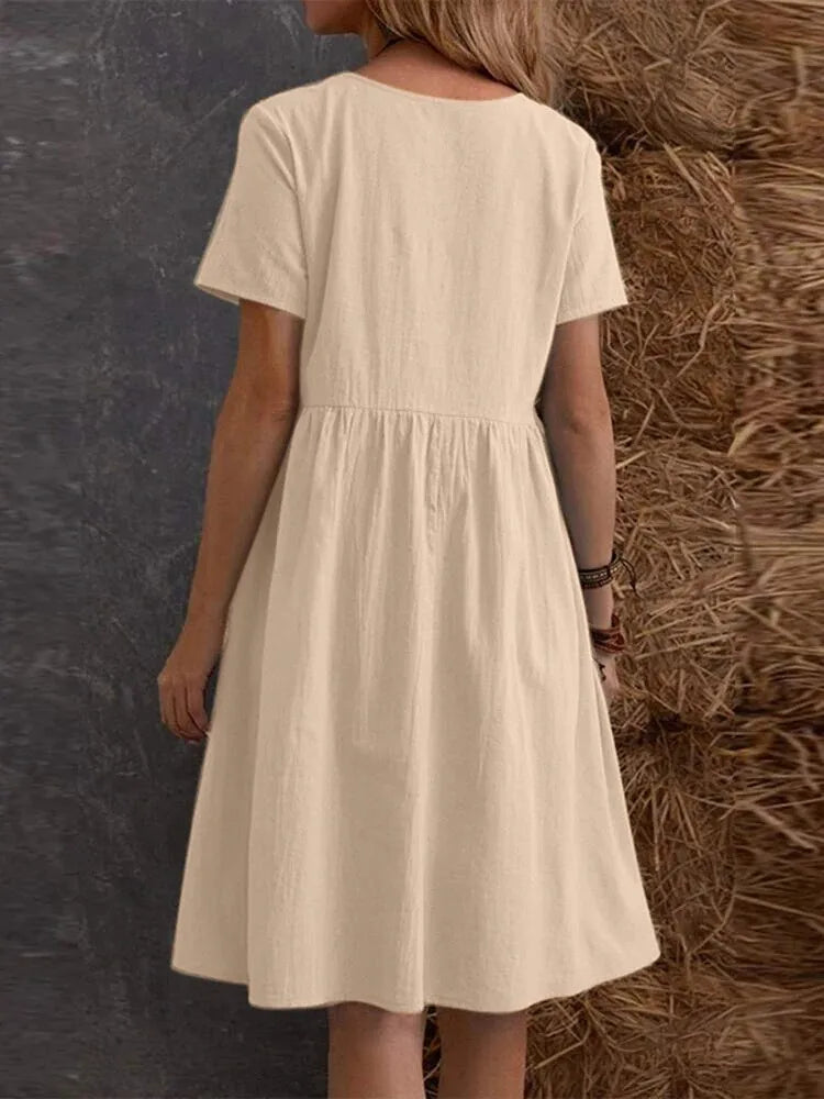 RetroRiser – Vintage Midi Dress with Pockets