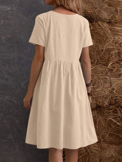 RetroRiser – Vintage Midi Dress with Pockets