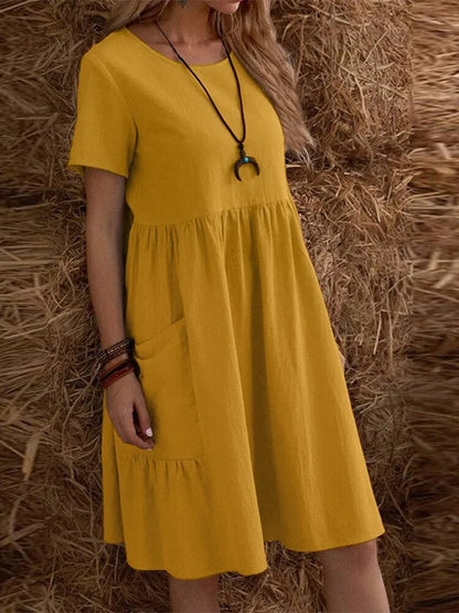 RetroRiser – Vintage Midi Dress with Pockets